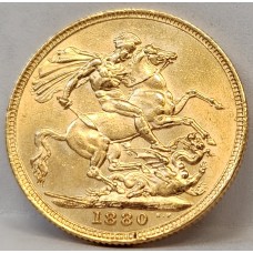 AUSTRALIA 1880 . ONE 1 SOVEREIGN . MELBOURNE . GOLD